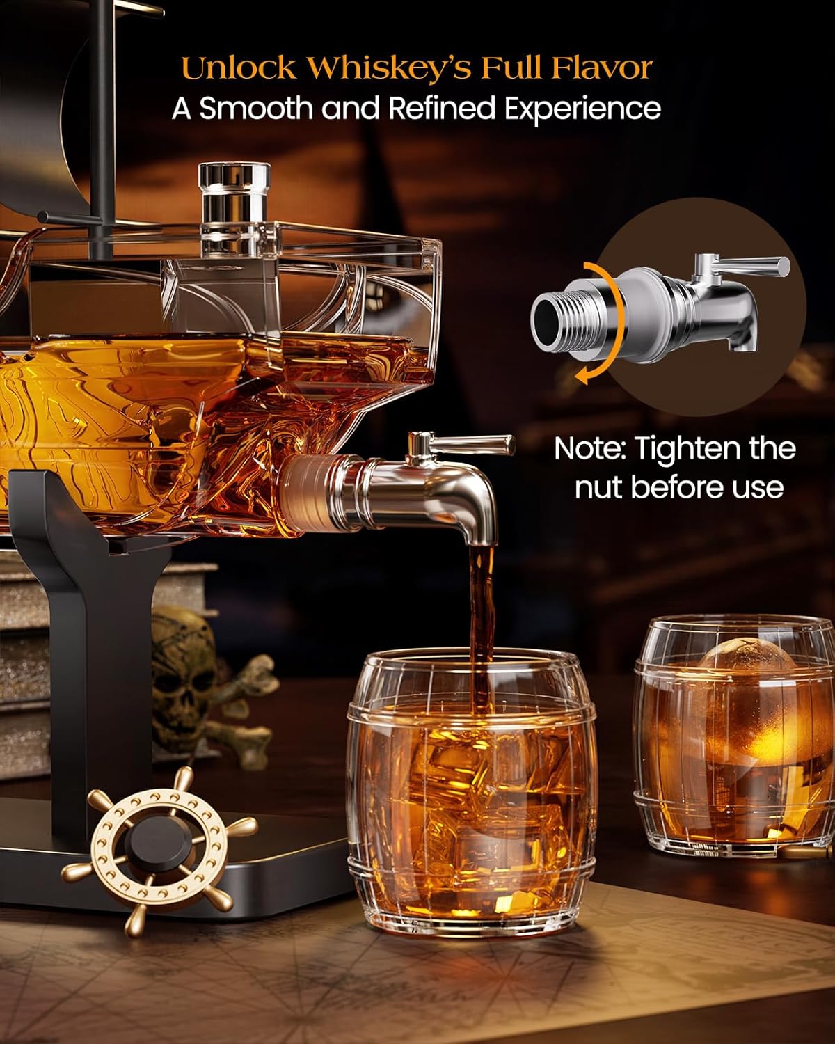 Kollea Pirate Ship Whiskey Decanter Set